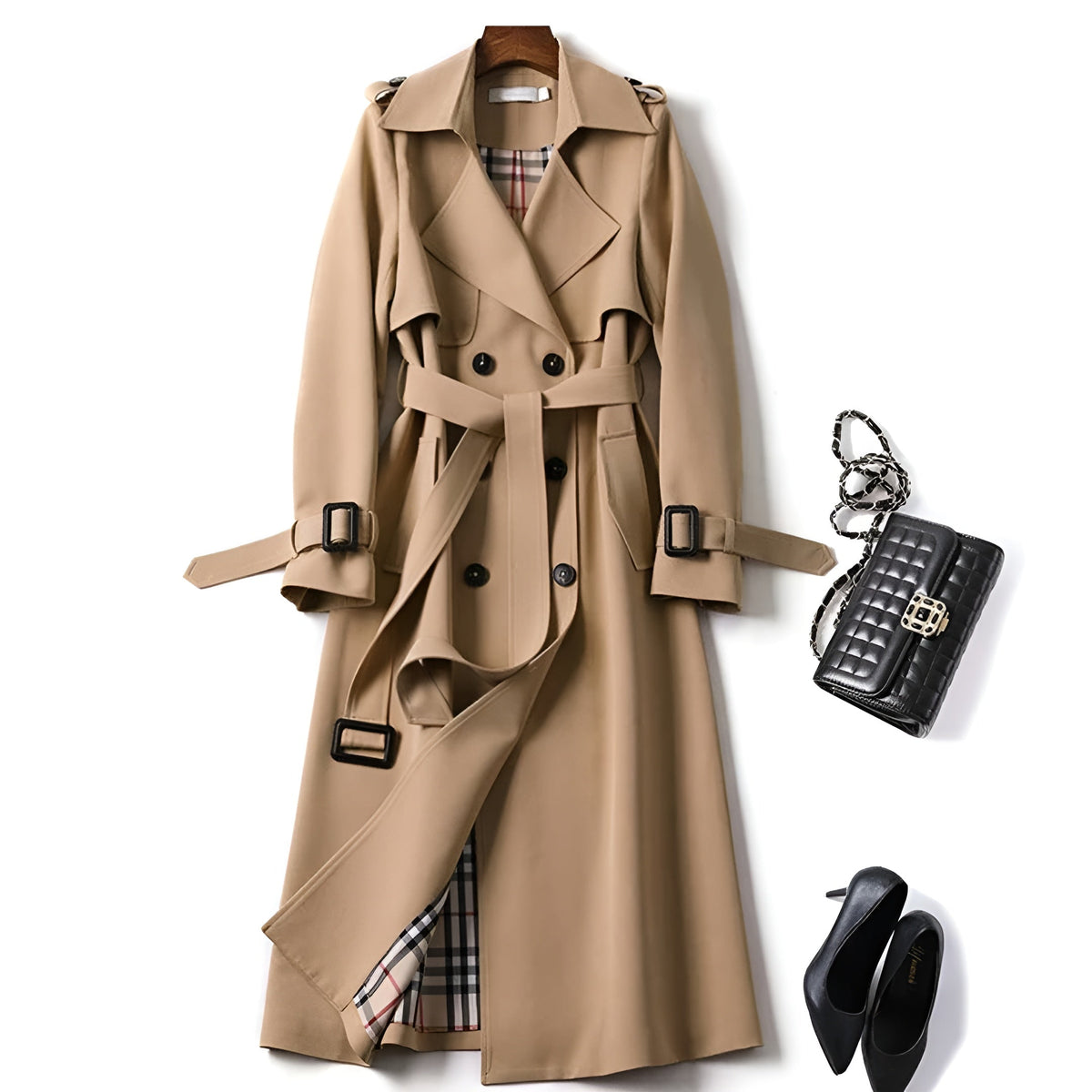 Elegant Timeless Trench Coat - Beige