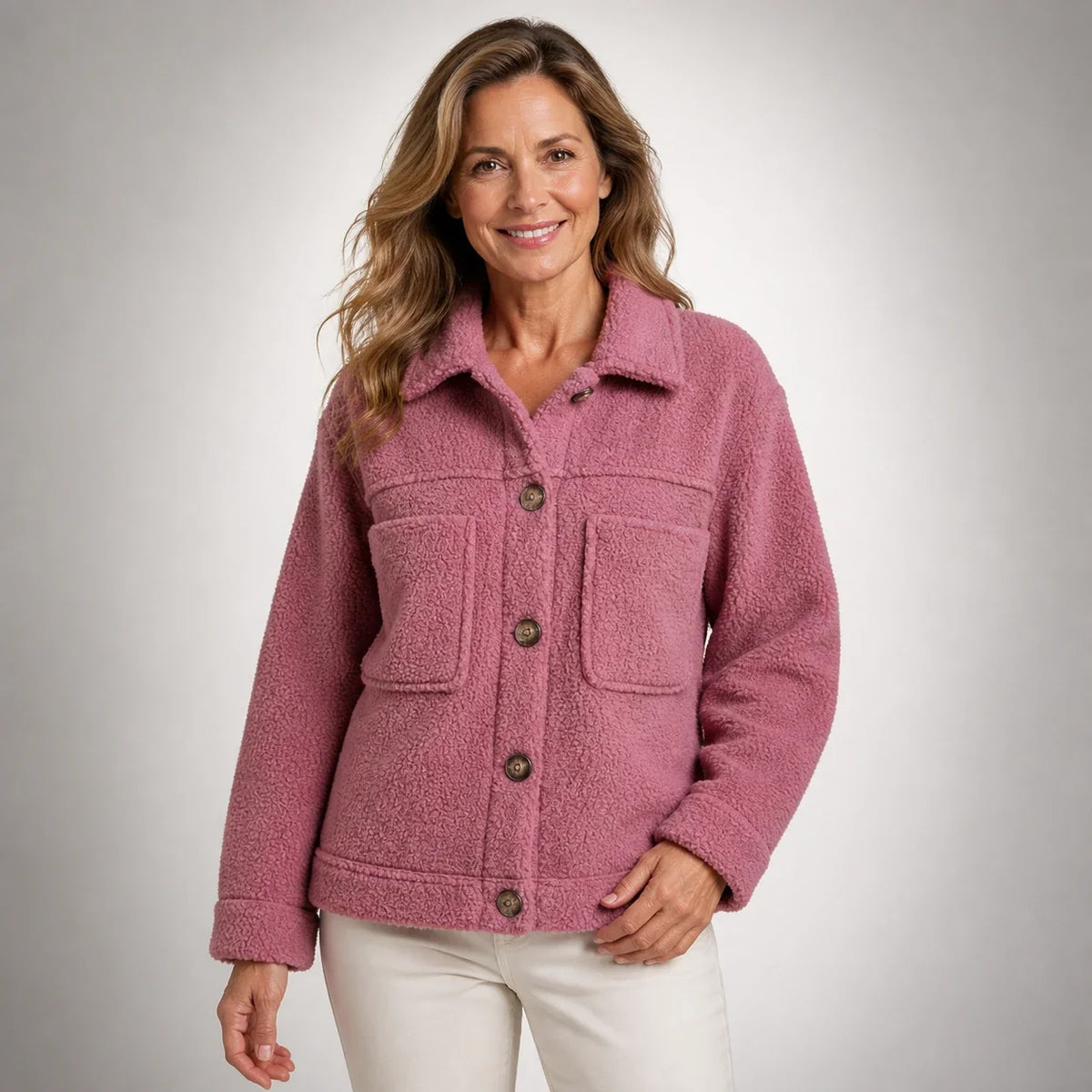 Soft Fleece Button Jacket - Yellow